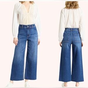 OAT NY High Rise Wide Leg Cropped Denim